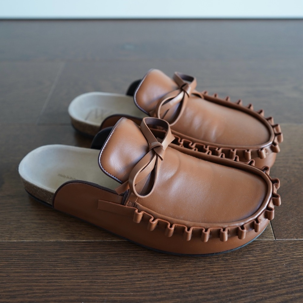 JW ANDERSON Tan Ruffle Slip on Loafers